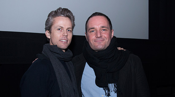 Director Ian Olds with writer and collaborator Christian Parenti following the screening of OCCUPATION: DREAMLAND at Stranger than Fiction. ©Lou Aguilar